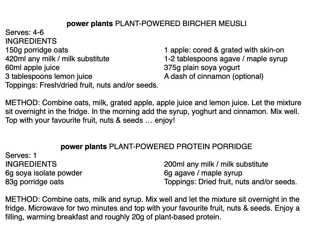 power plants Plant-Powered Bircher Muesli and Protein Porridge